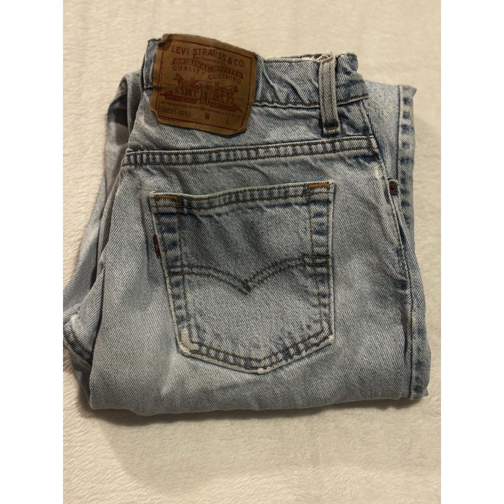 Vintage‎ Levis Women's Light Blue 12M Denim 90s Made In USA 16521-0291 Thrashed